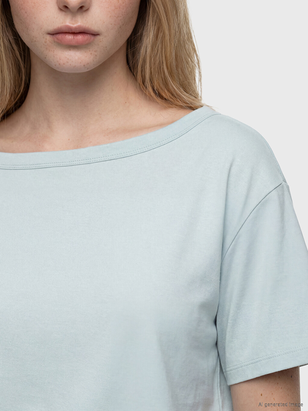 T-shirt i madh me jakë të hapur me prekje të butë për gra-2