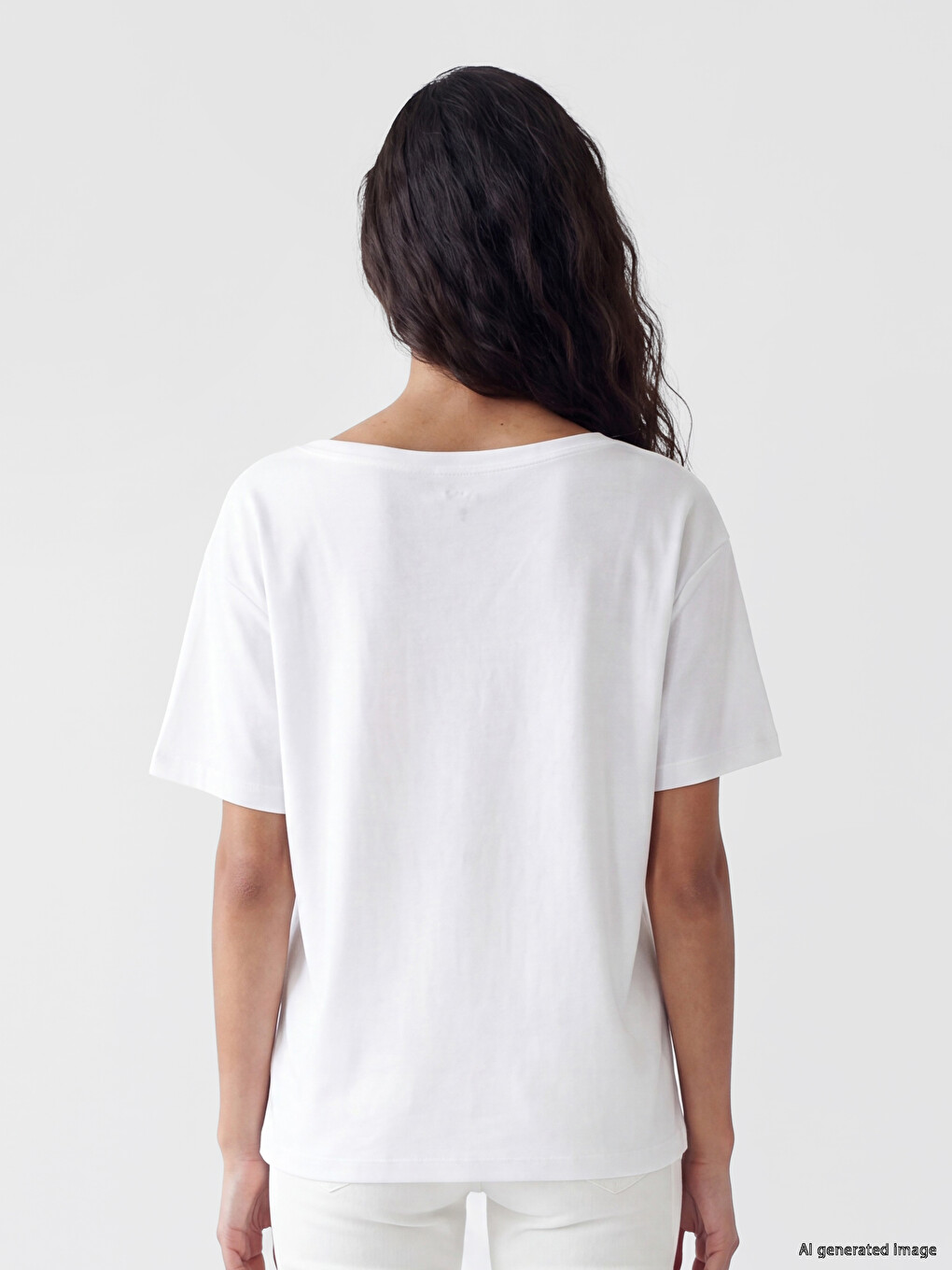 T-shirt i madh me jakë të hapur me prekje të butë për gra-3