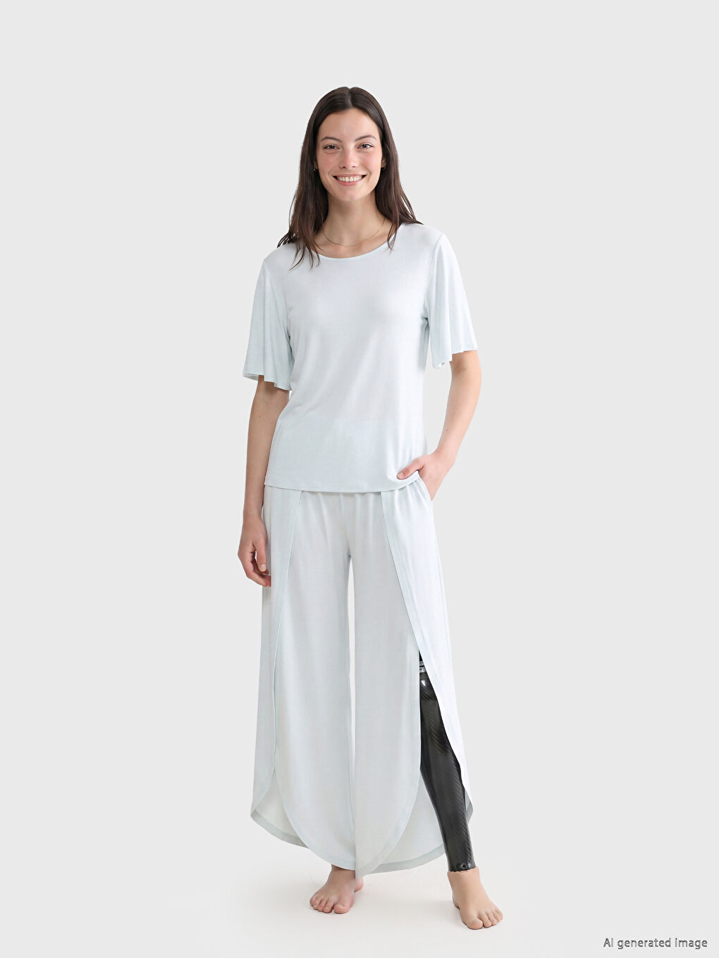 Mavi Kolay Giyilebilir Kadın Pijama Altı