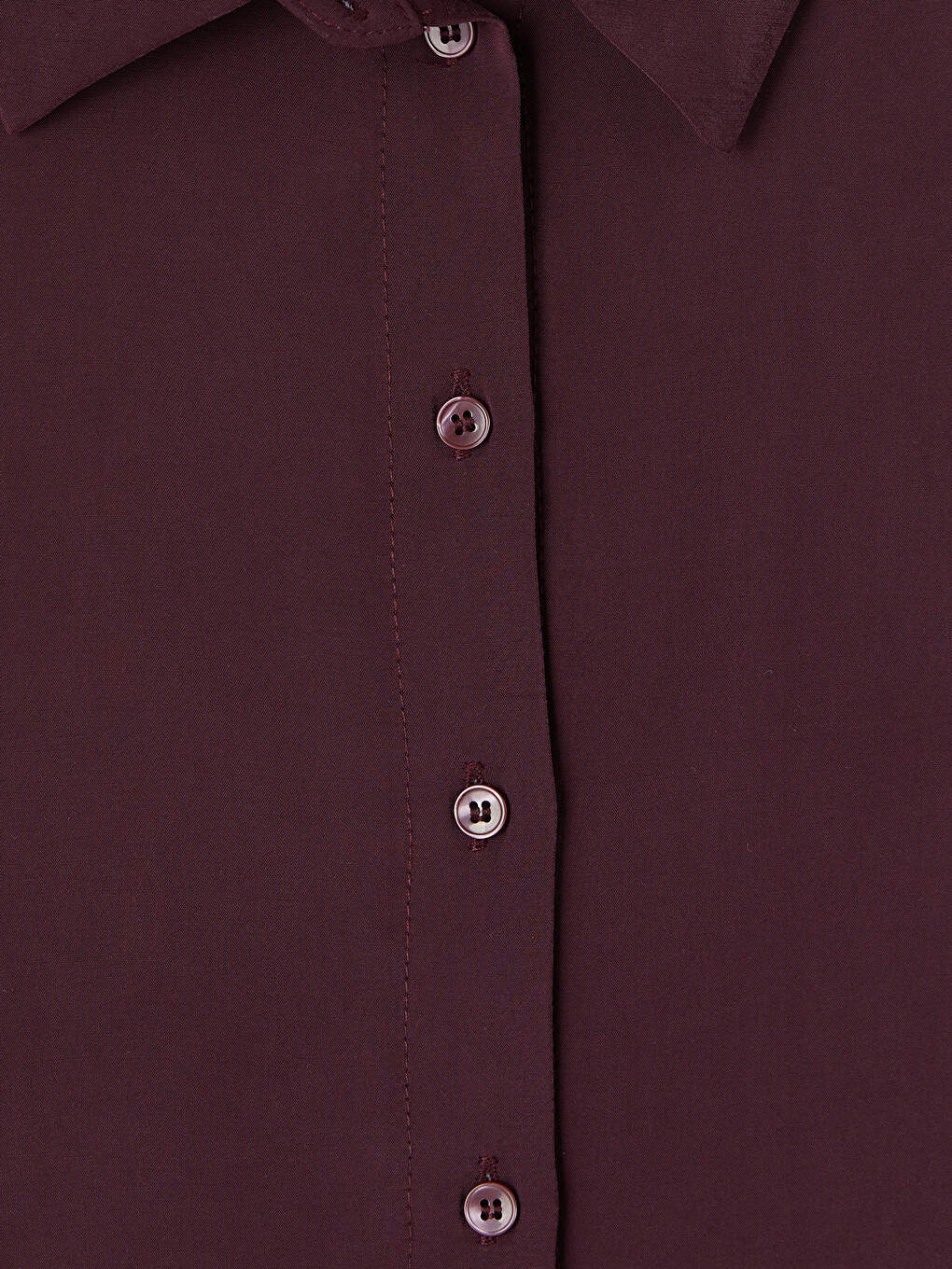 Bordo Yanları Bağcıklı Gömlek Elbise-1