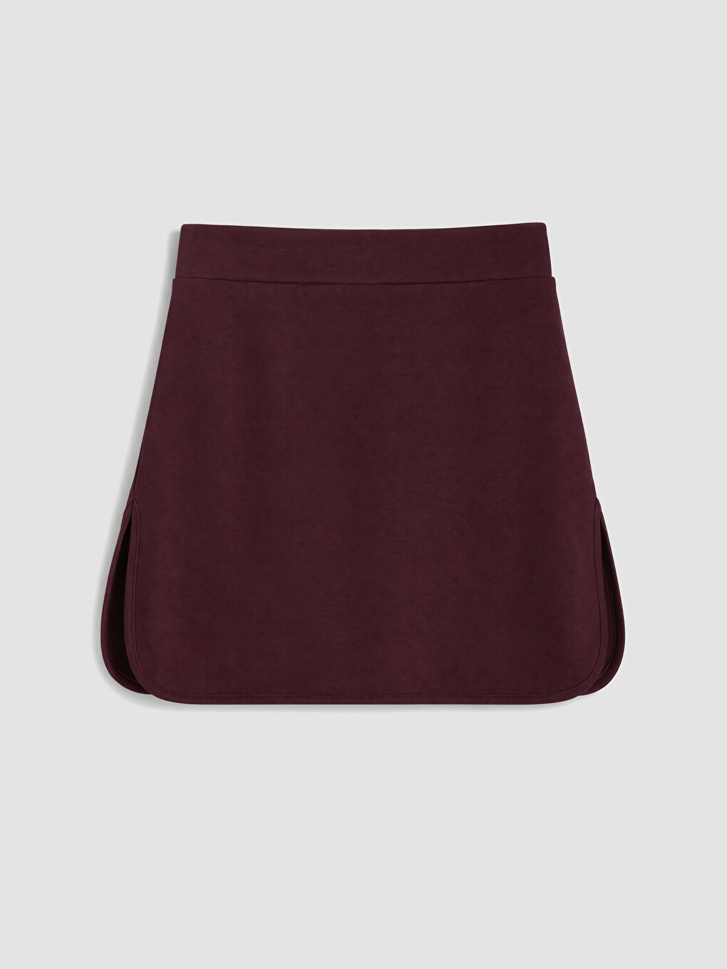 Bordo Beli Lastikli Kadın Mini Şort Etek-1