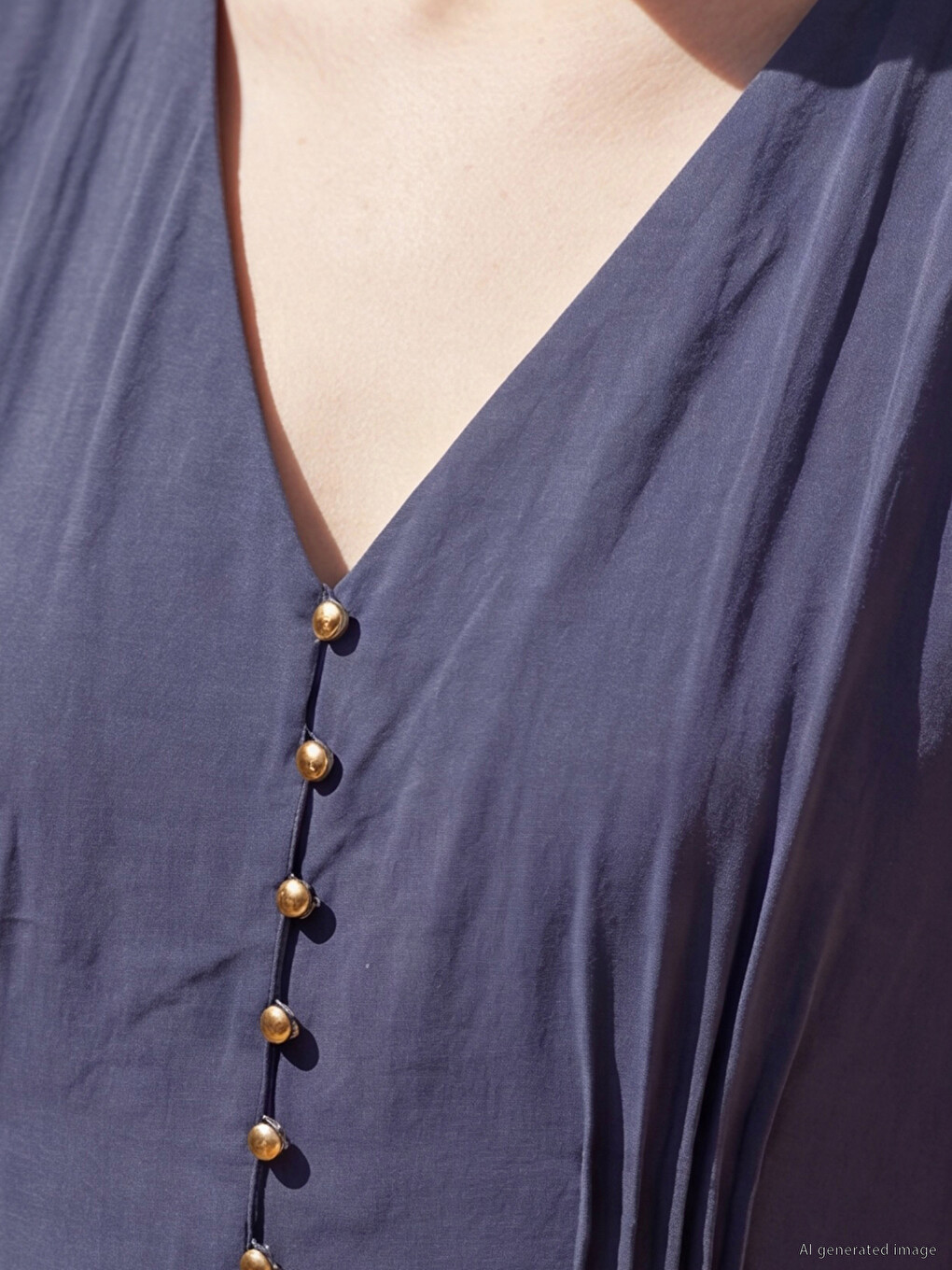 Plus Size V Neck Pleat Detailed Dress-5