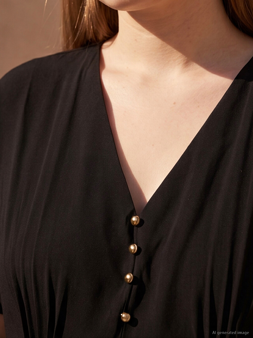 Plus Size V Neck Pleat Detailed Dress-5
