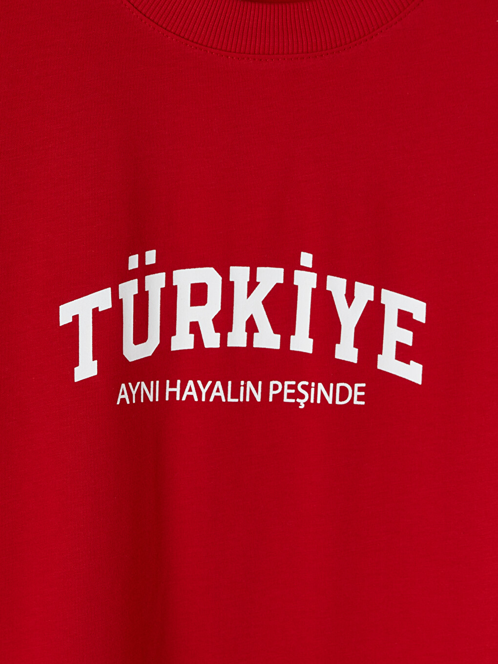 Kırmızı Bisiklet Yaka Türkiye Baskılı Kadın Tişört-1