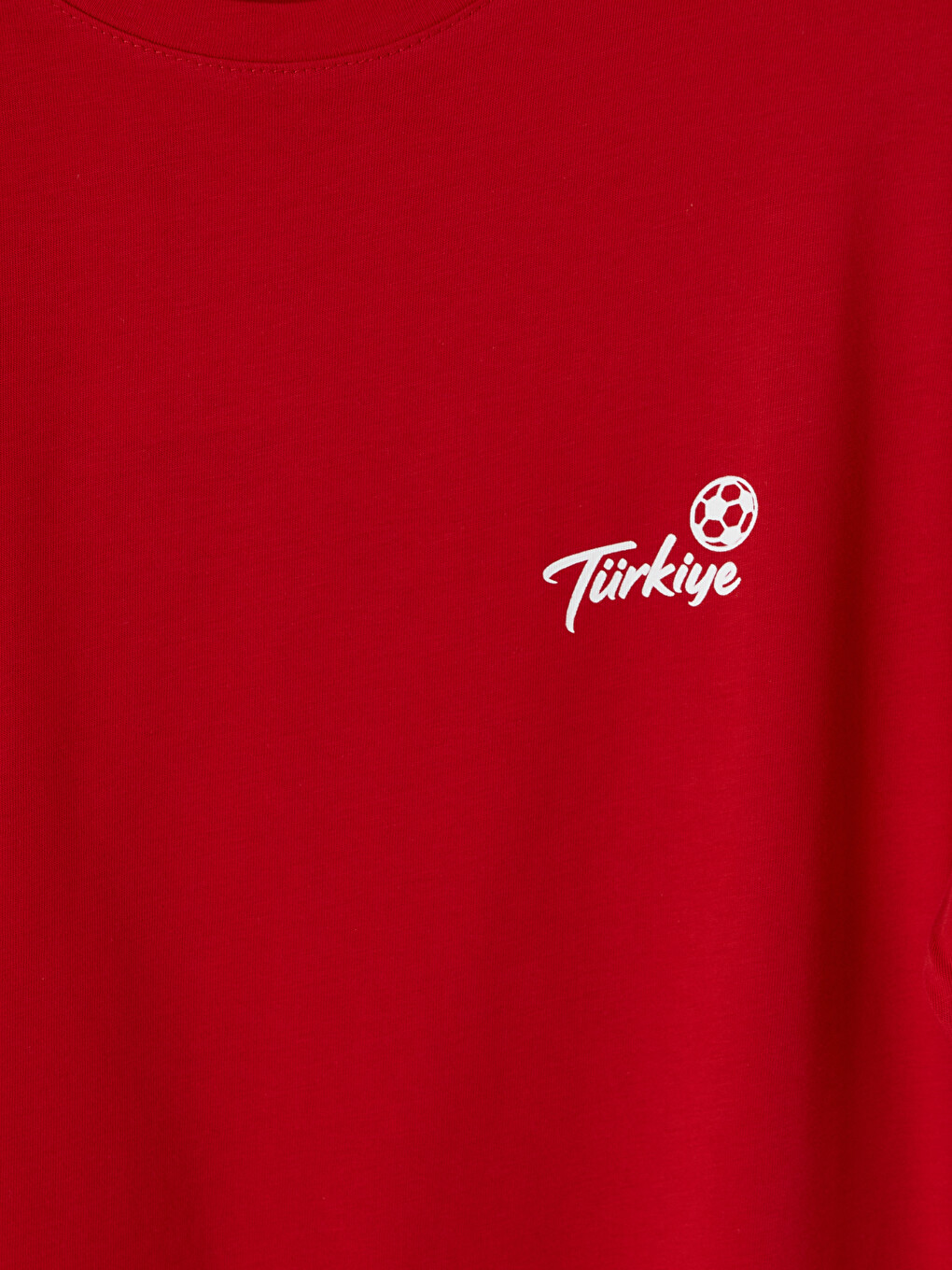 Kırmızı Bisiklet Yaka Türkiye Baskılı Kadın Tişört-2