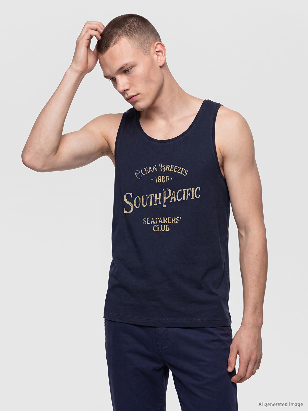 Crew Neck Printed Men's Sleeveless T-shirt