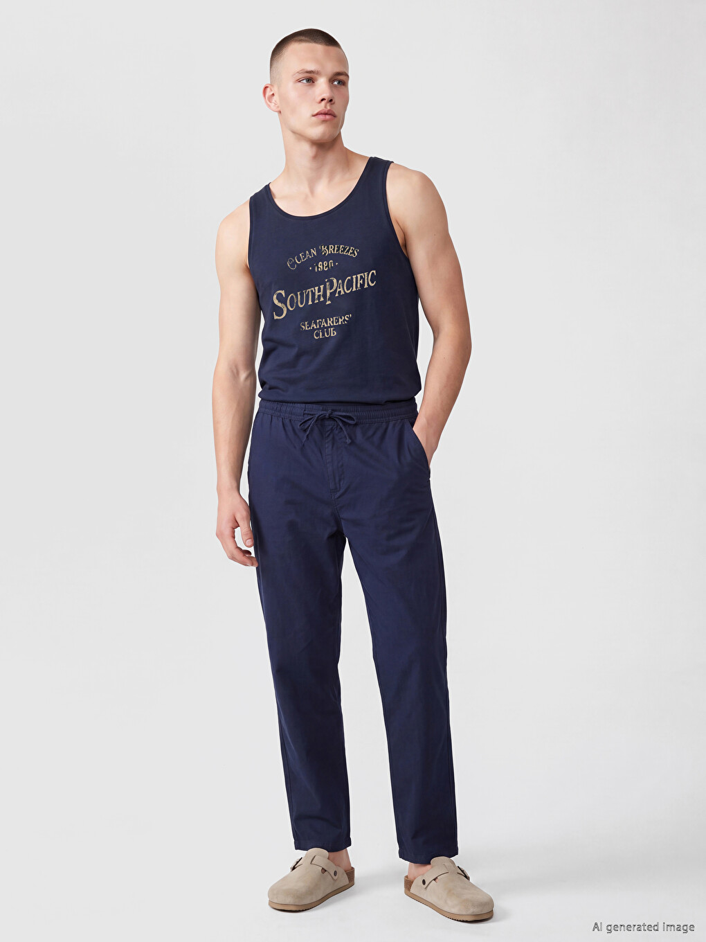 Crew Neck Printed Men's Sleeveless T-shirt-1