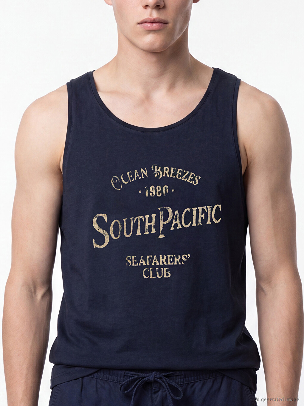 Crew Neck Printed Men's Sleeveless T-shirt-2