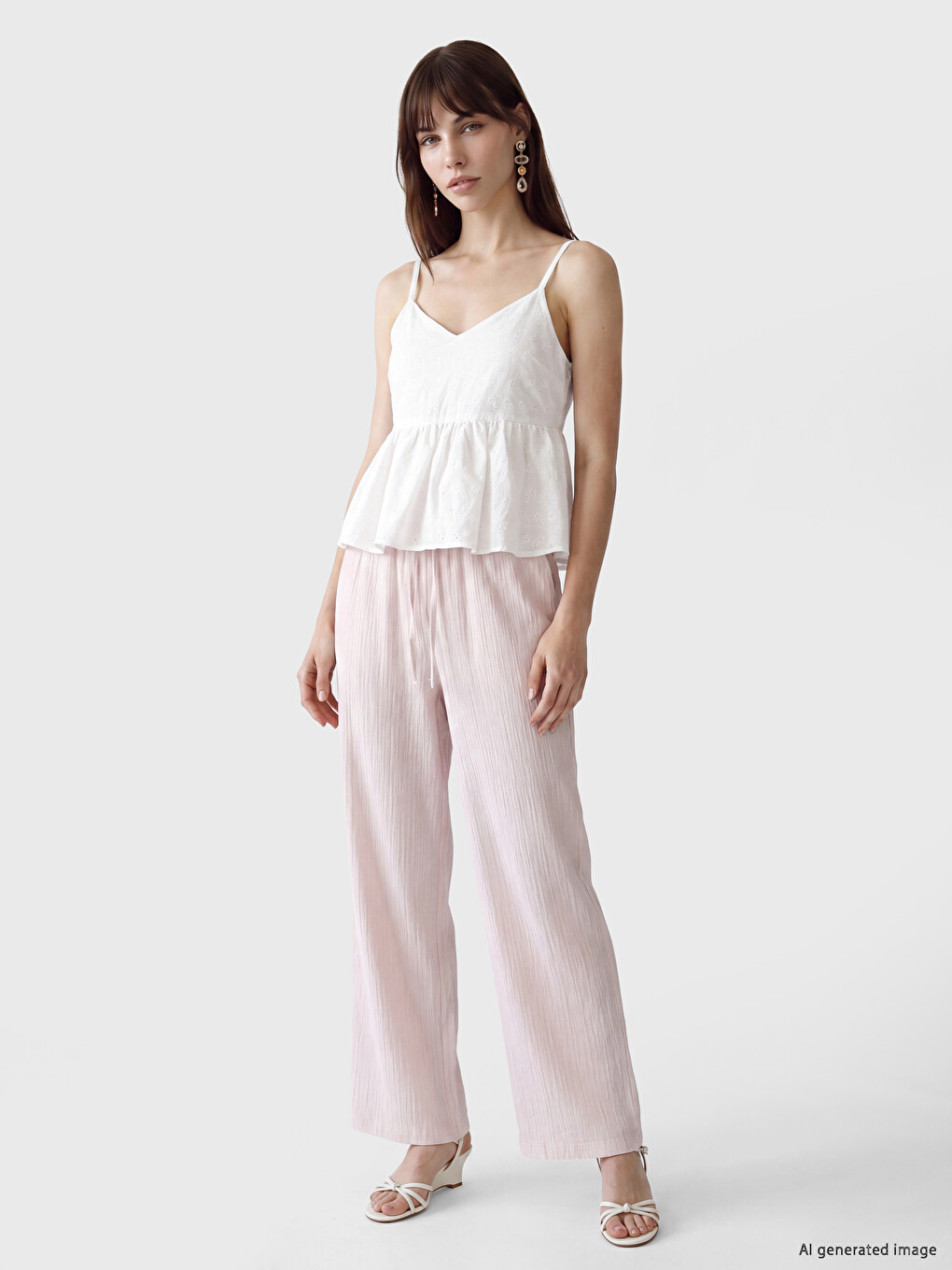 Bluza Peplum Od Broderije S Naramenicama-1