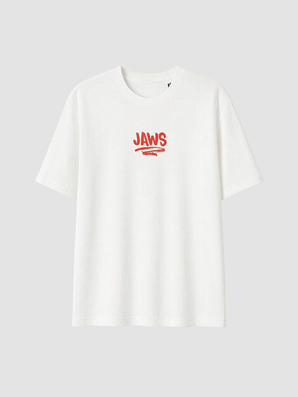 Ekru Relax Fit Bisiklet Yaka Jaws Baskılı Erkek Tişört
