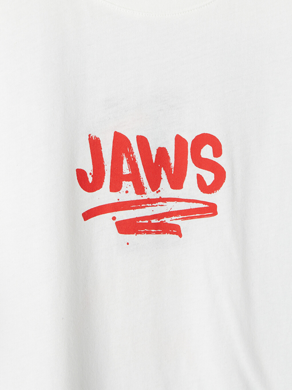 Ekru Relax Fit Bisiklet Yaka Jaws Baskılı Erkek Tişört-1