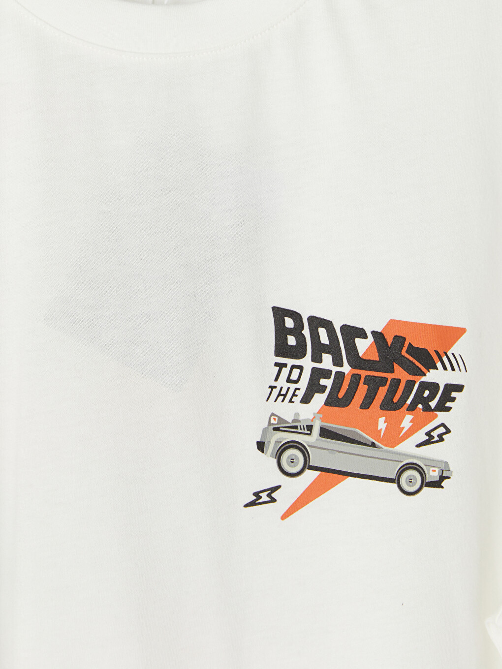 Ekru Bisiklet Yaka Back To The Future Baskılı Erkek Tişört-2