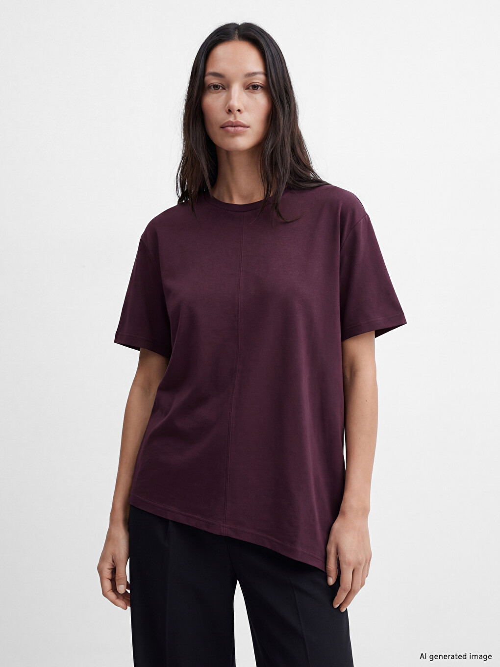 Bluza Velike Veličine Od Skuba Materijala Sa Mekim Dodirom, Asimetričnog Kroja Za Žene