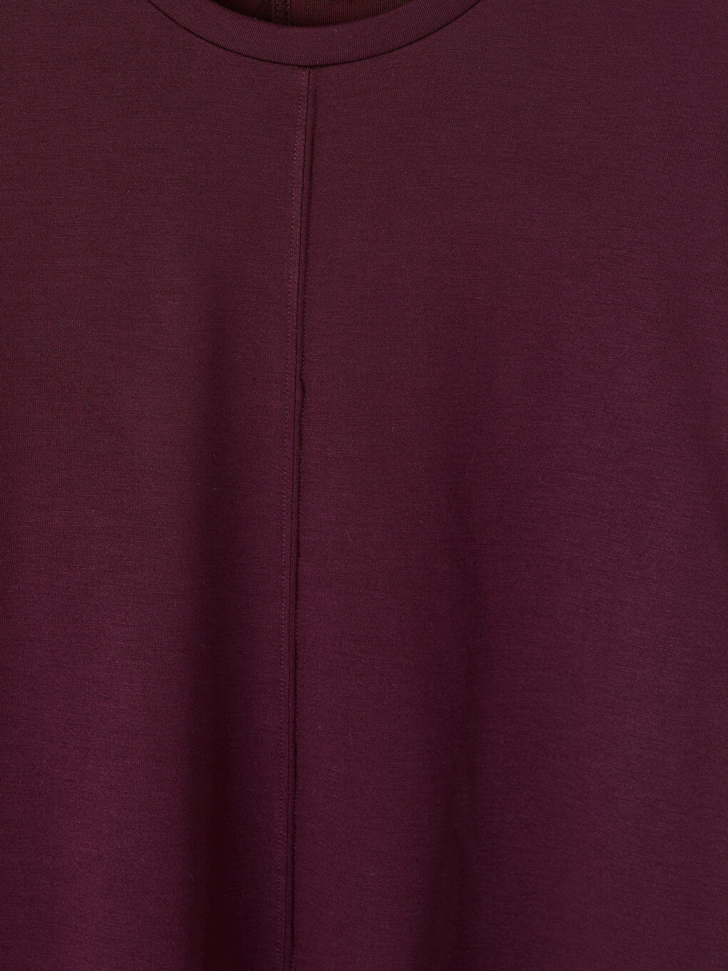 Bordo Soft Touch Asimetrik Kesim Kadın Tişört-5