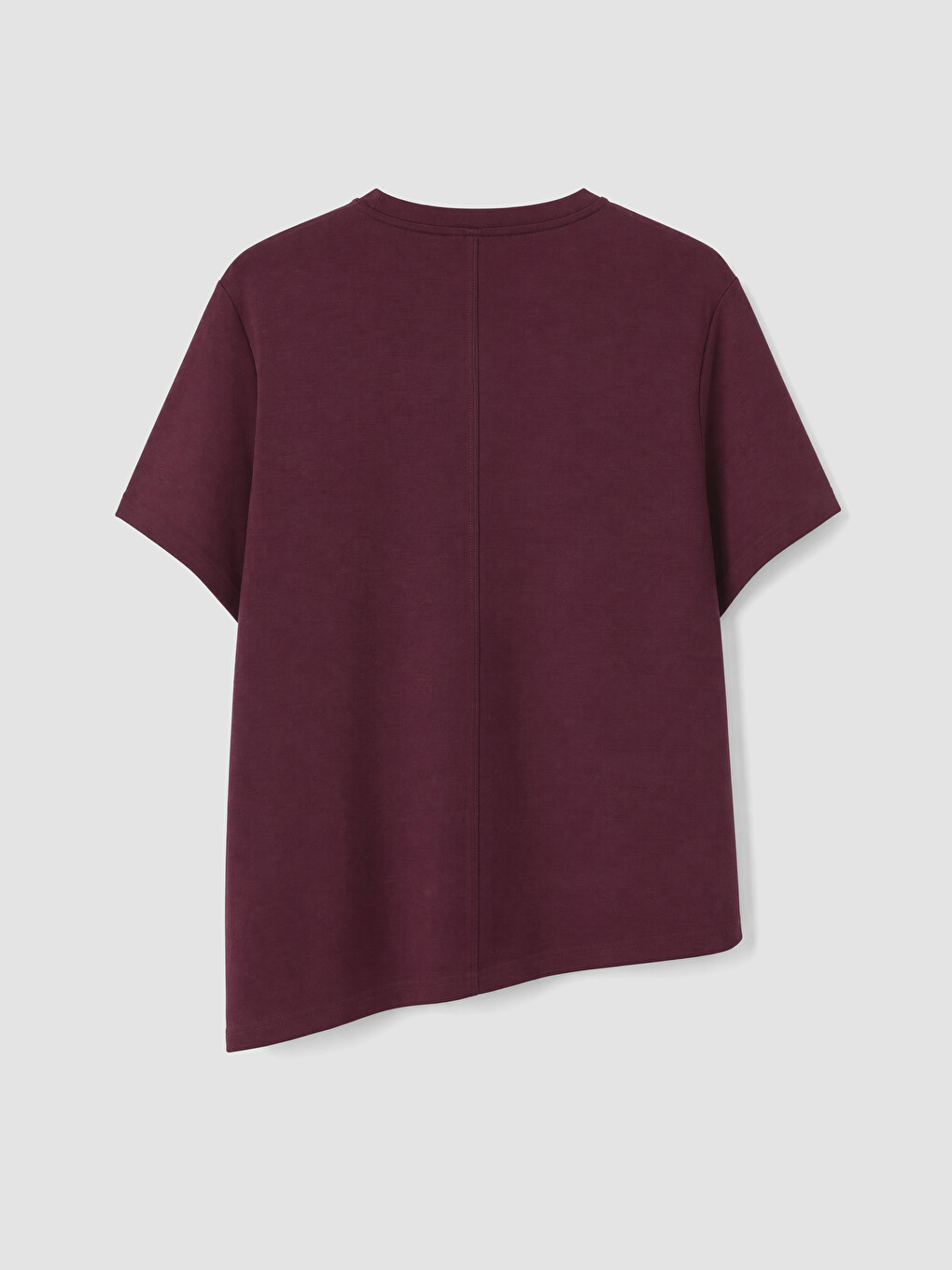 Bordo Soft Touch Asimetrik Kesim Kadın Tişört-6
