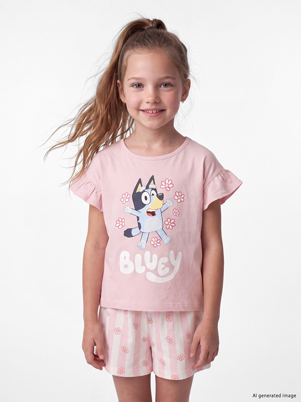Pembe Bluey Lisanslı Kız Çocuk Şortlu Takım