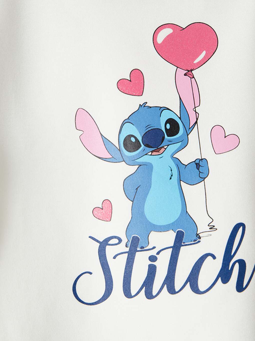 Beyaz Stitch Baskılı Kız Çocuk Şortlu Takım-2