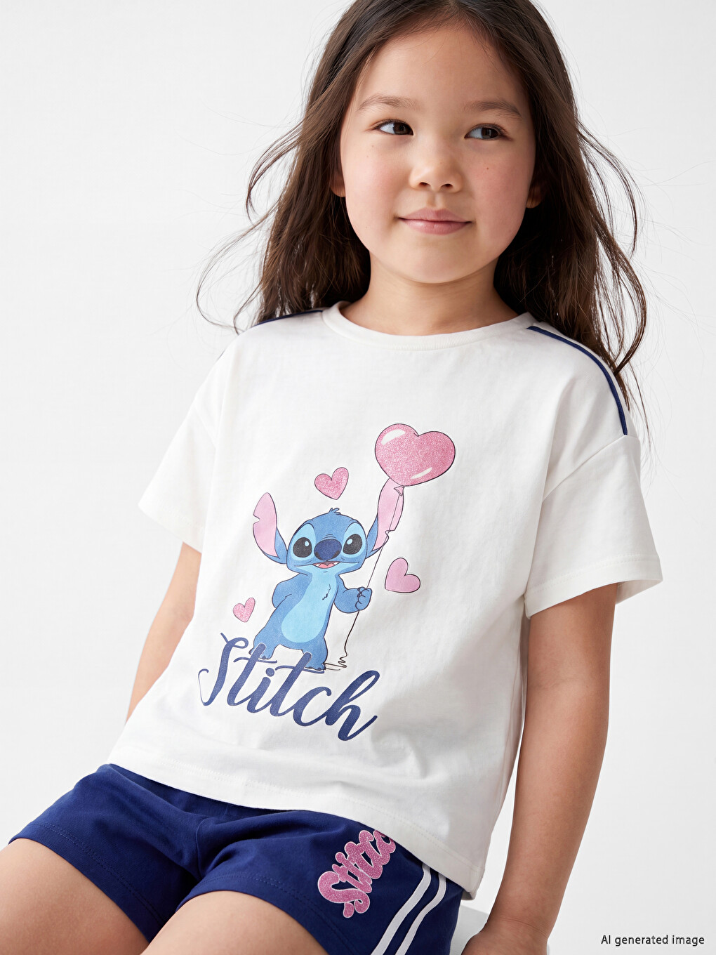 Stitch Štampano Set Sa Šortsom Za Djevojčice-1