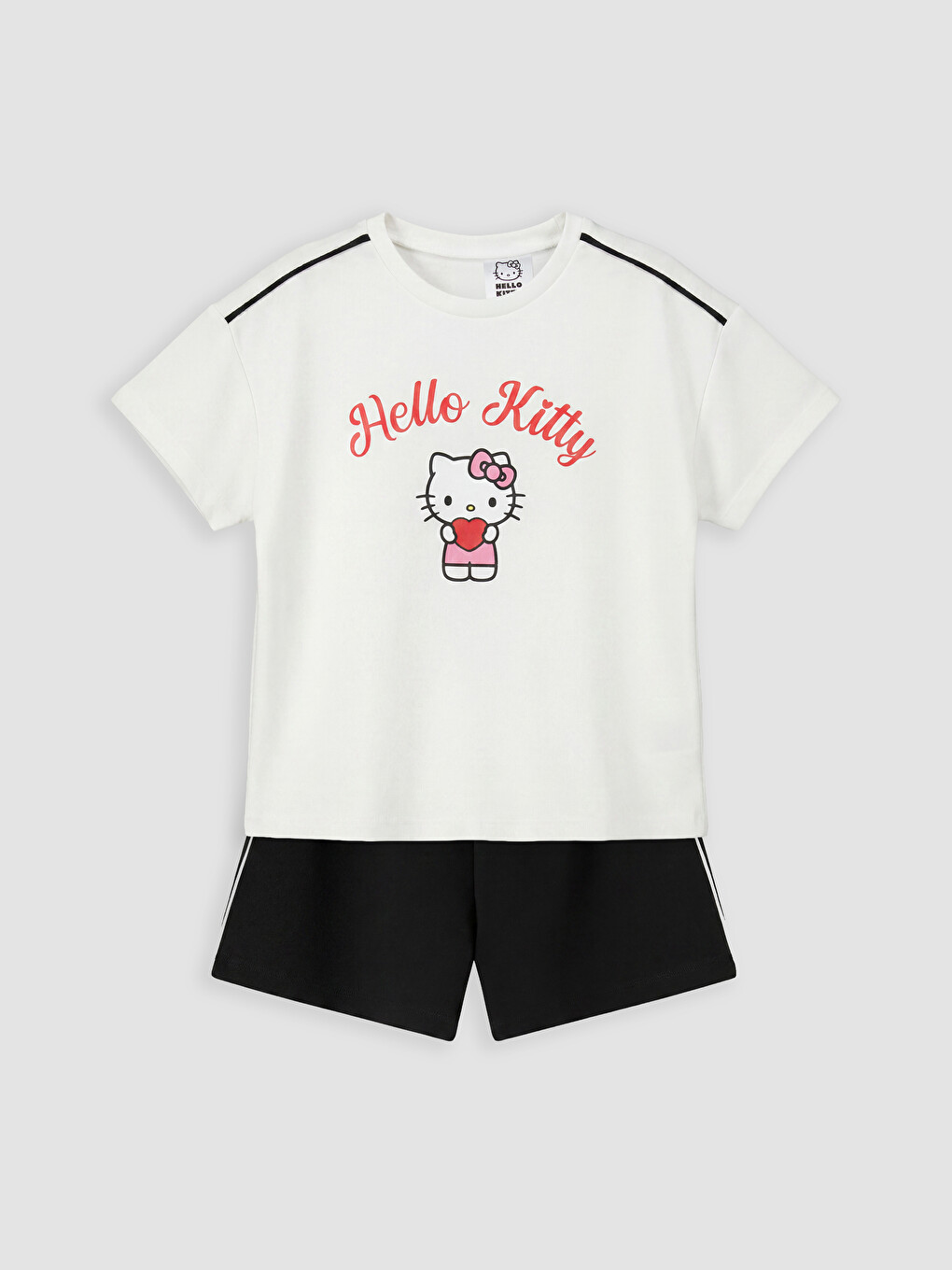 Beyaz Hello Kitty Lisanslı Kız Çocuk Şortlu Takım