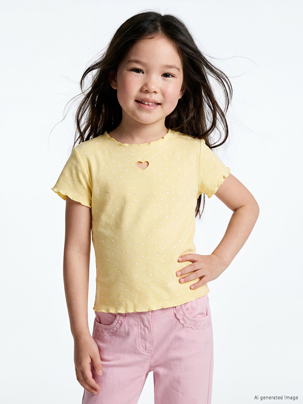 Crew Neck Polka Dot Girls' T-shirt
