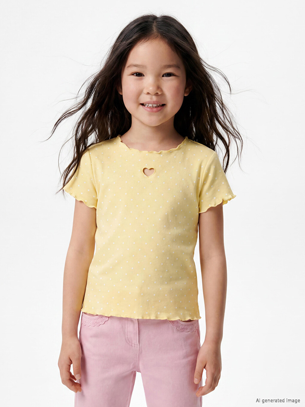 Crew Neck Polka Dot Girls' T-shirt-1