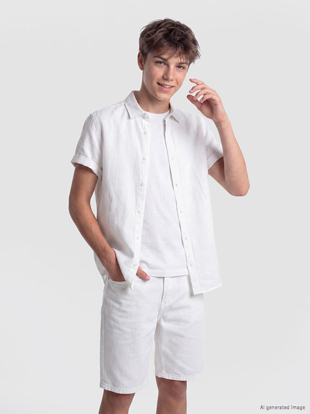 Beyaz Regular Fit Erkek Çocuk Gömlek