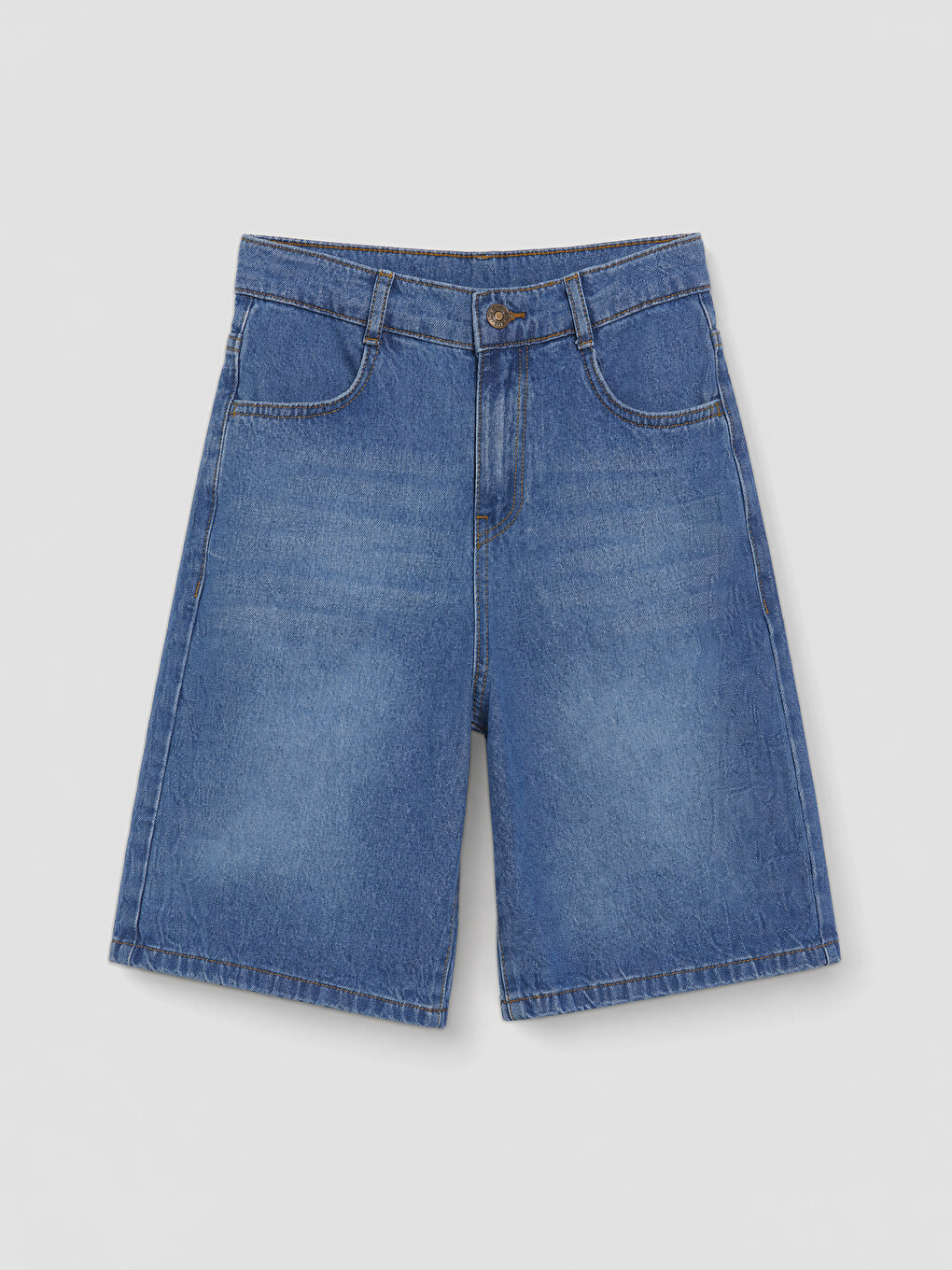 İndigo Geniş Paça Erkek Çocuk Jean Şortolon