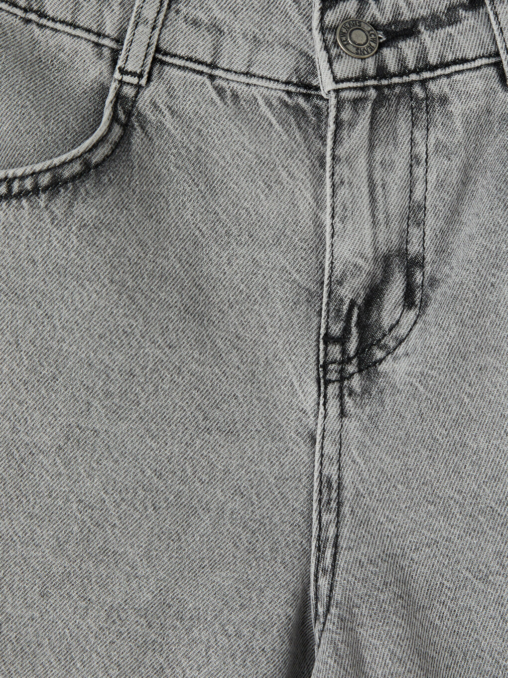 Gri Geniş Paça Erkek Çocuk Jean Şortolon-1