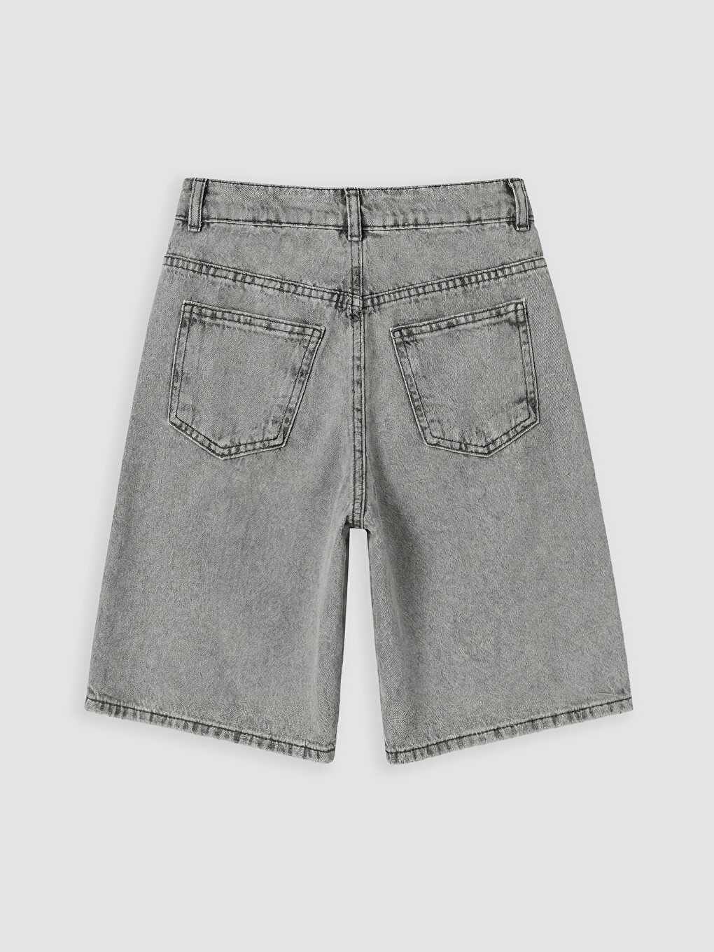 Gri Geniş Paça Erkek Çocuk Jean Şortolon-2