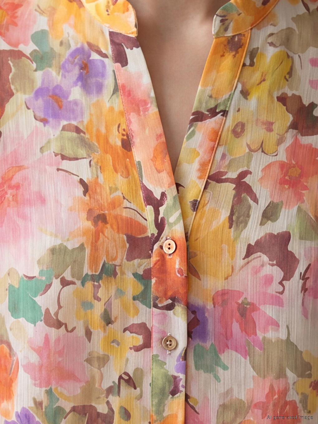 Notch Neck Floral Blouse-2