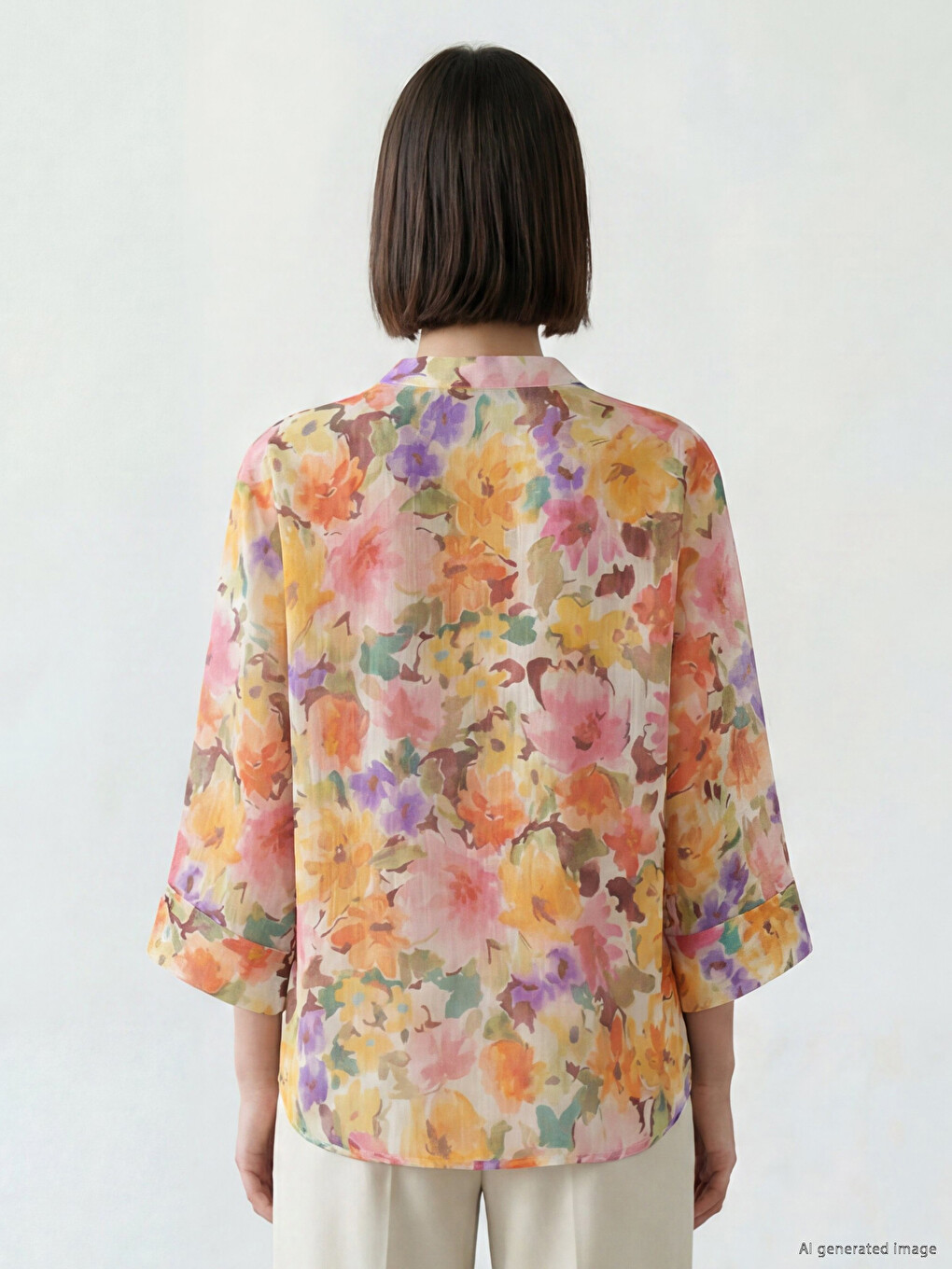 Notch Neck Floral Blouse-3