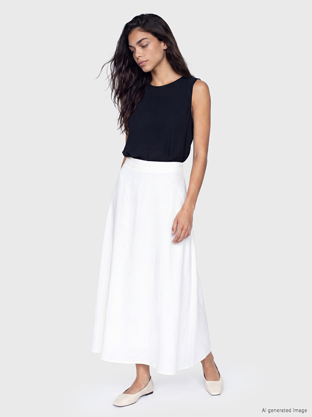 Zippered Waist A-Line Modal Blend Skirt