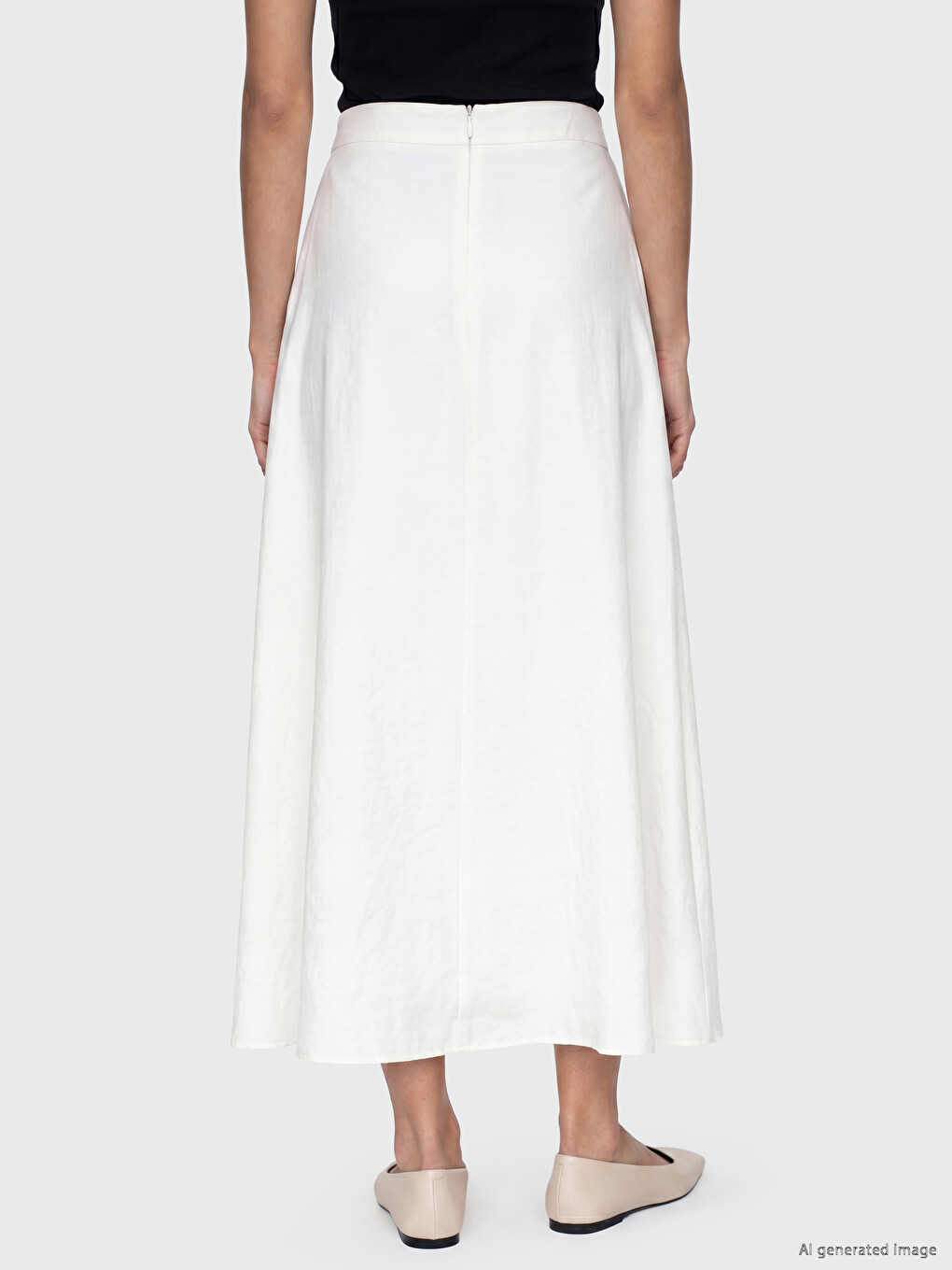 Zippered Waist A-Line Modal Blend Skirt-3