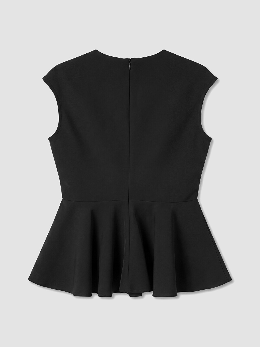 Siyah Bisiklet Yaka Peplum Fırfırlı Bluz-2