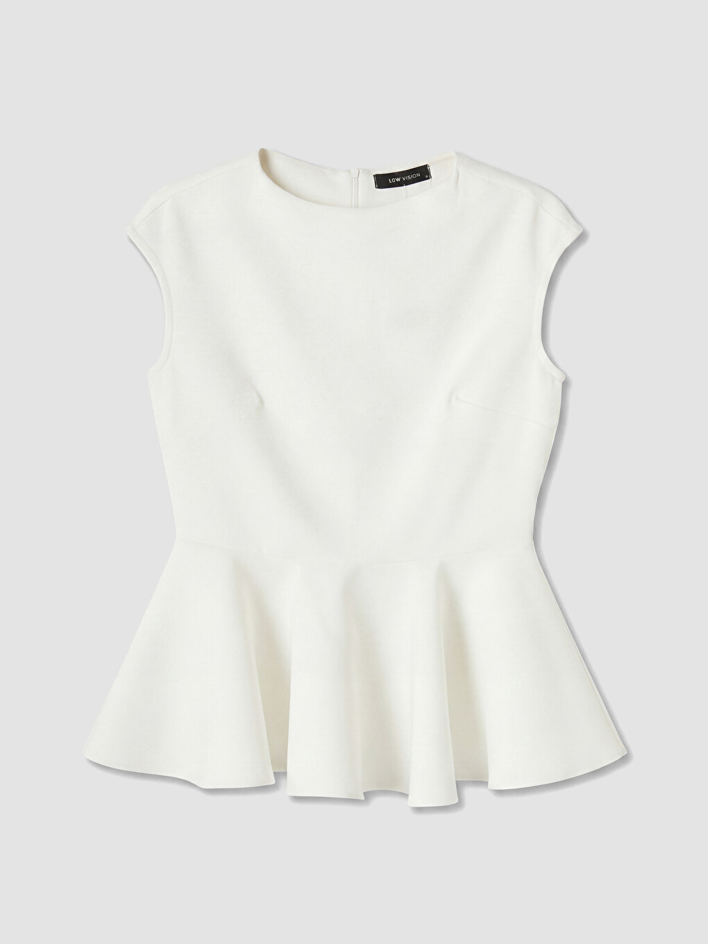 Beyaz Bisiklet Yaka Peplum Fırfırlı Bluz-4