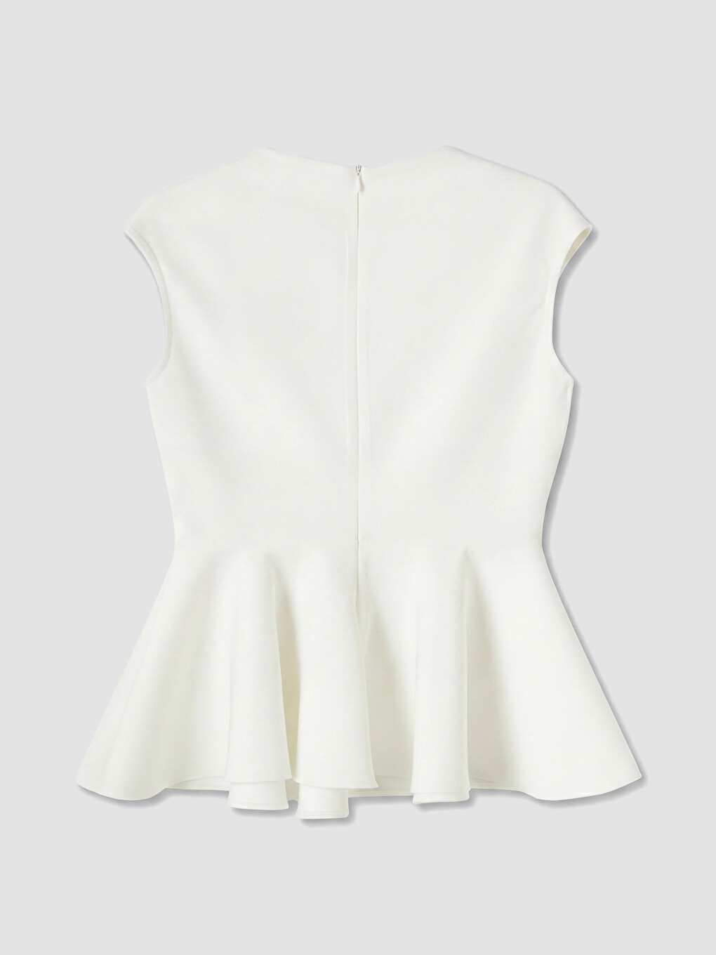 Beyaz Bisiklet Yaka Peplum Fırfırlı Bluz-6