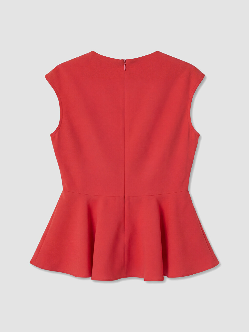 Kırmızı Bisiklet Yaka Peplum Fırfırlı Bluz-2