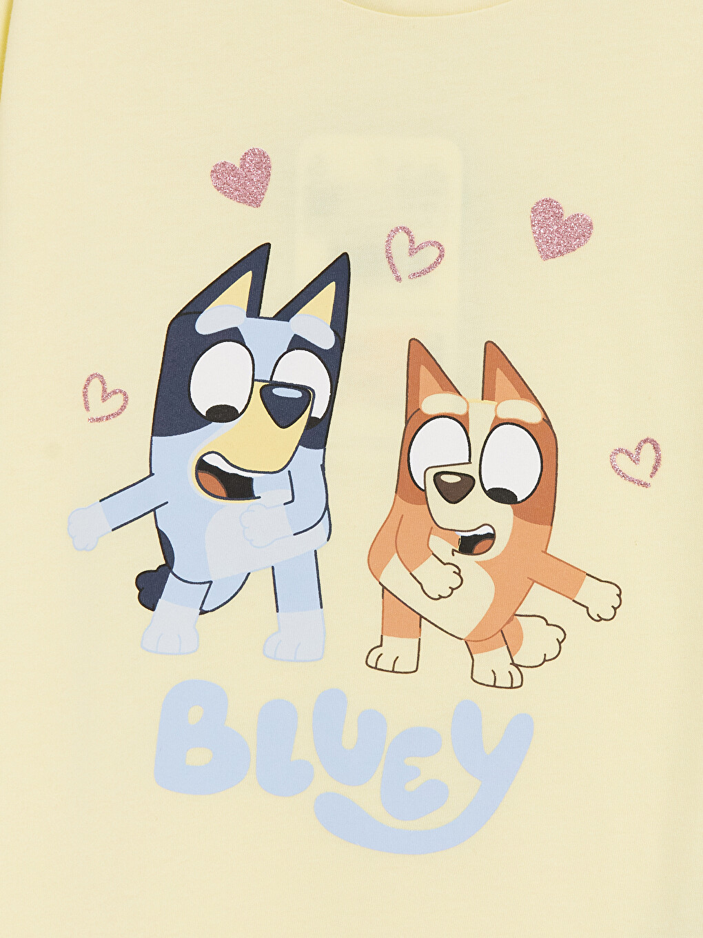 Sarı Bisiklet Yaka Bluey Baskılı Kız Çocuk Tişört-2