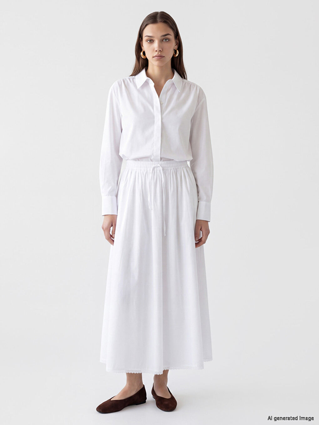 Elastic Waist Flared Skirt