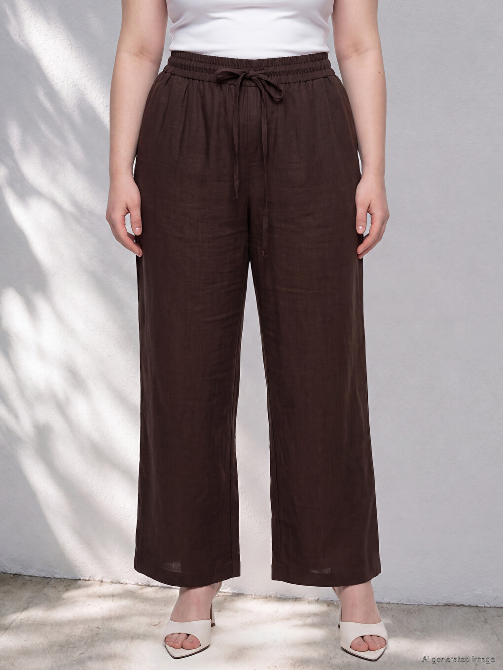 Plus Size Linen Blend Women's Shorts-1