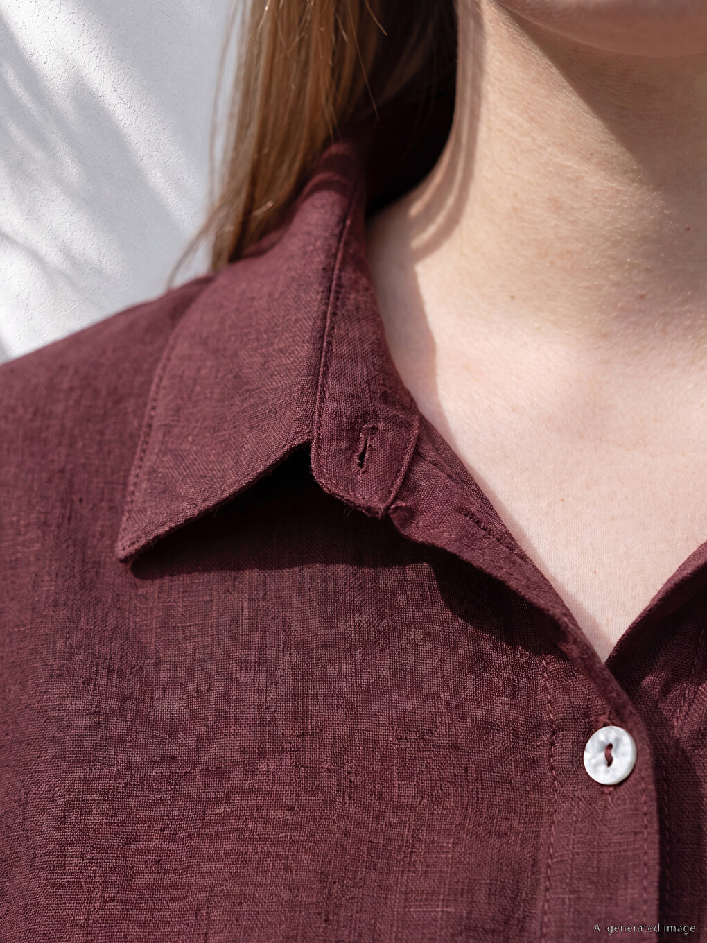 Plus Size Linen Blend Women's Shirt-2