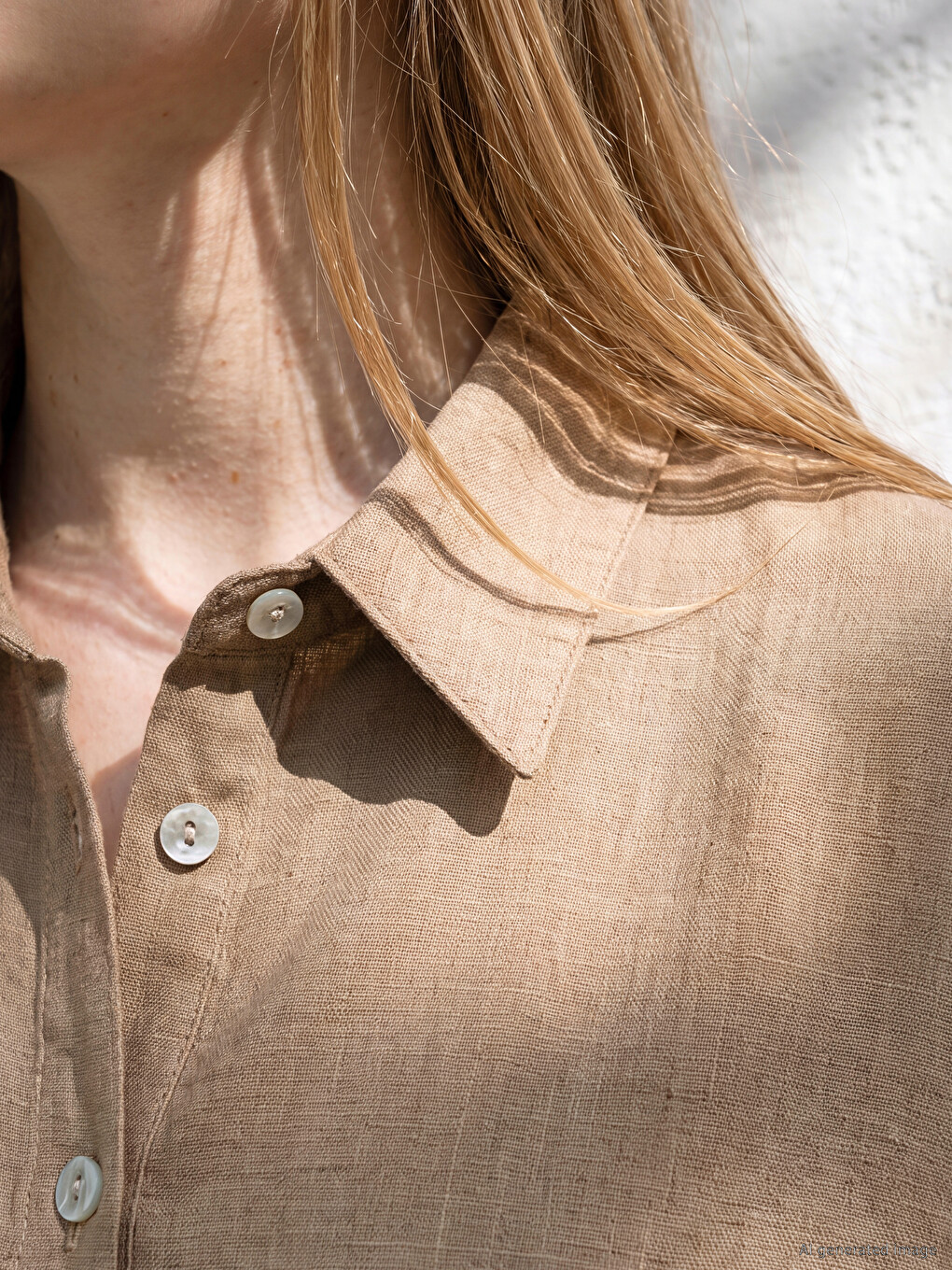 Plus Size Linen Blend Women's Shirt-2