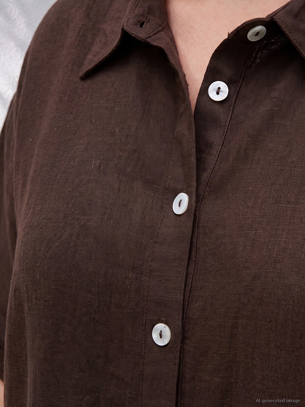Plus Size Linen Blend Women's Shirt-2