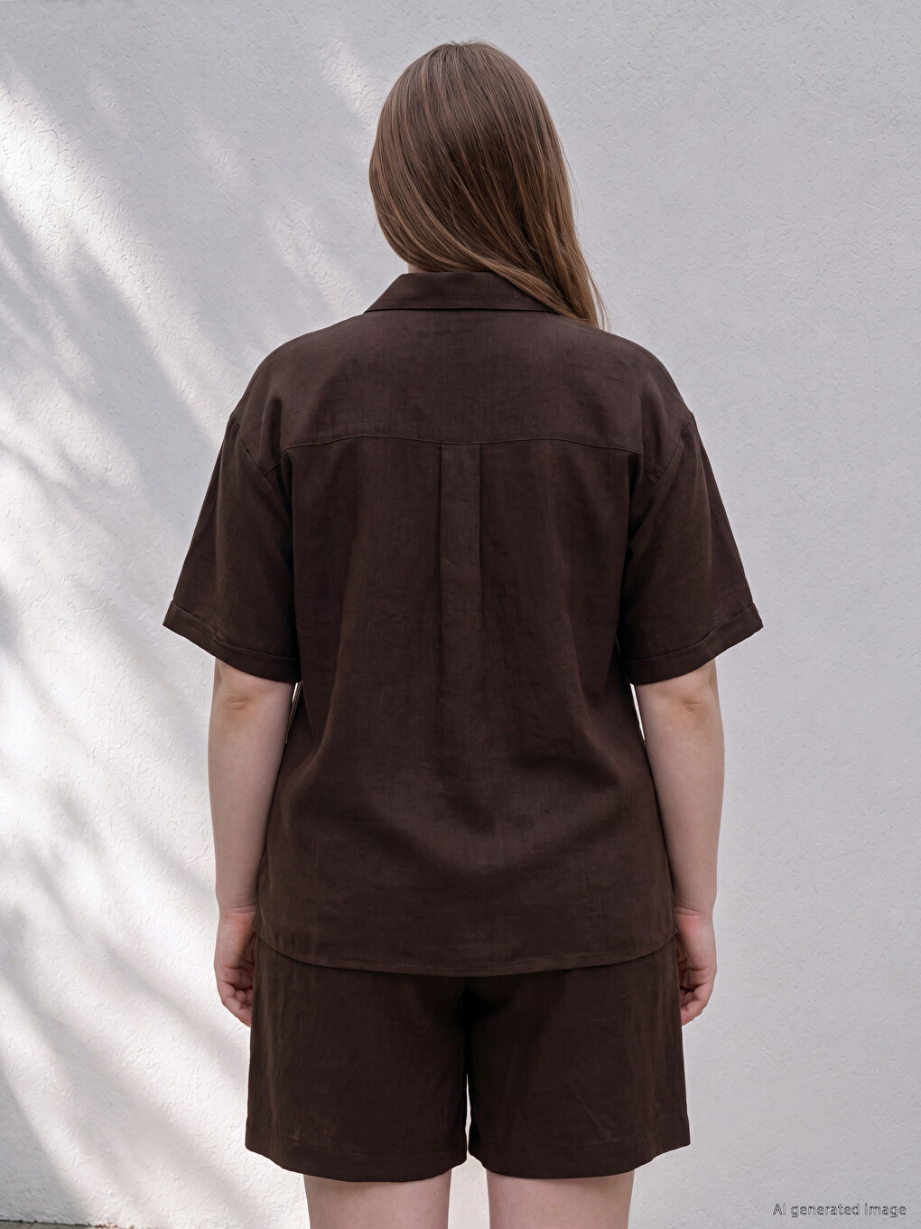 Plus Size Linen Blend Women's Shirt-3