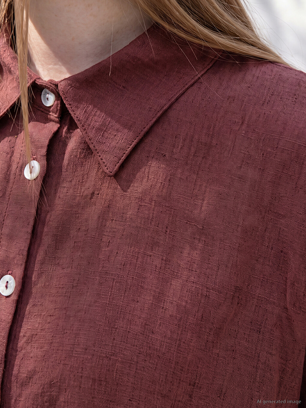 Plus Size Linen Blend Women's Shirt-2