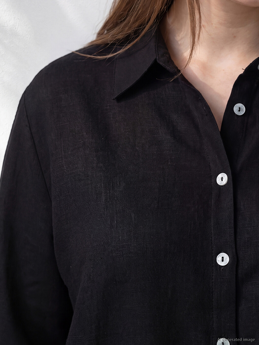 Plus Size Linen Blend Women's Shirt-1