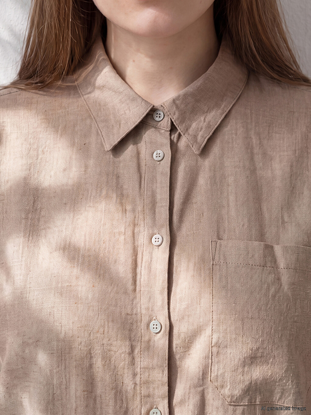 Plus Size Linen Blend Women's Shirt-1