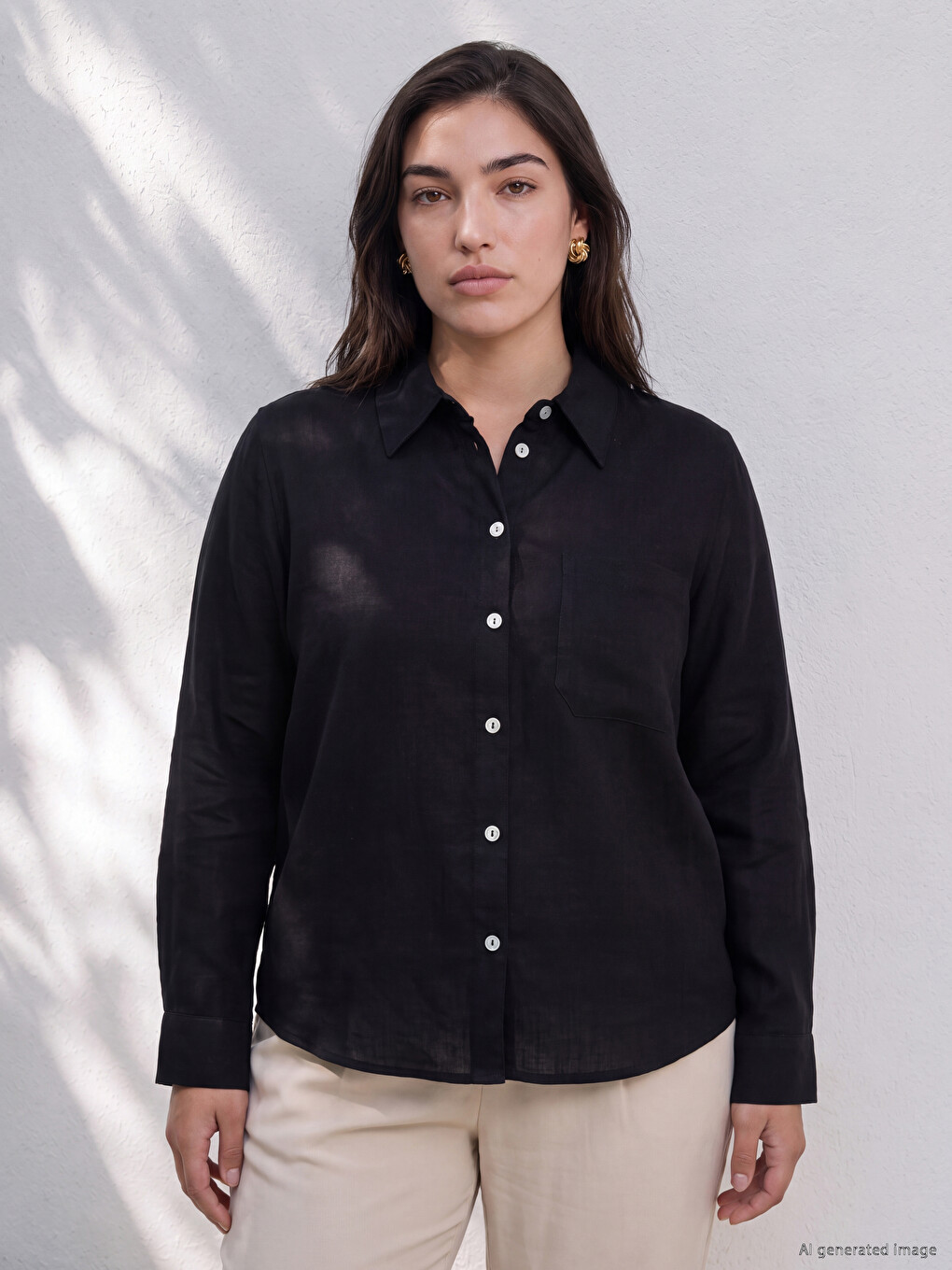 Linen Blend Women's Shirt-2