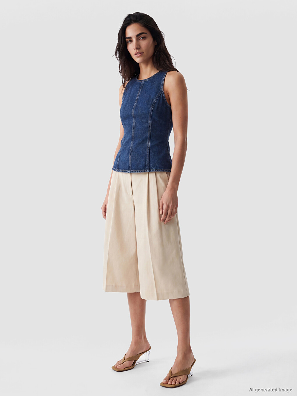 Crew Neck Jean Blouse-1
