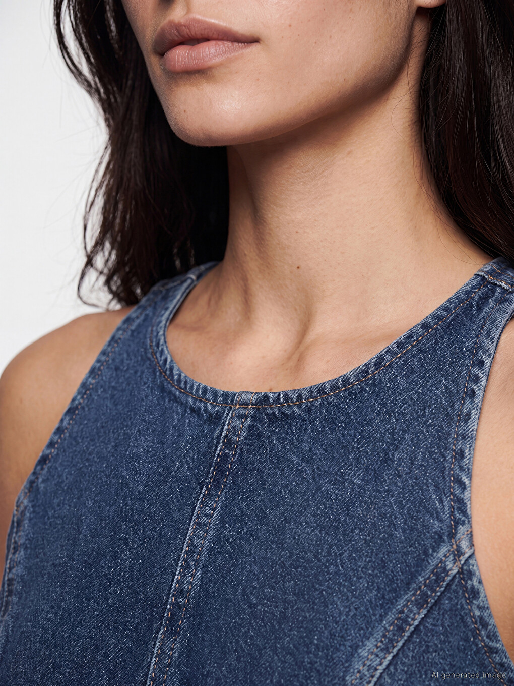 Crew Neck Jean Blouse-2